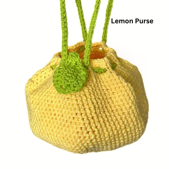 Lemon Purse | Peach Purse | Pumpkin Purse | Cotton Crochet Purse - Picture 4 of 5